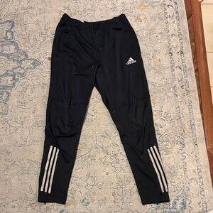 Adidas Kids Black Joggers with White Stripes